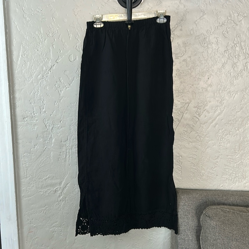 CP Shades 100% Linen Maci Skirt with Knitted Hem